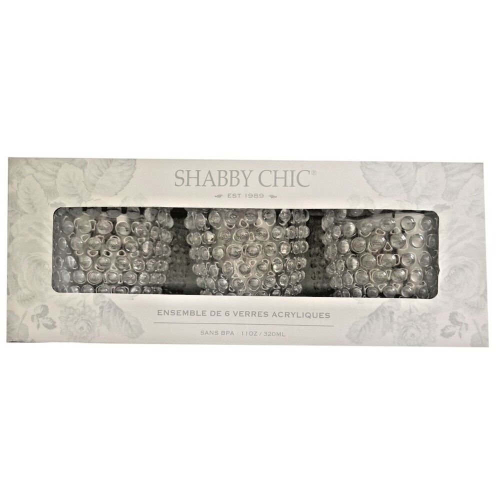 Shabby Chic Hobnail Acrylic Drinkware Glasses Set of 6 BPA Free Pool Patio